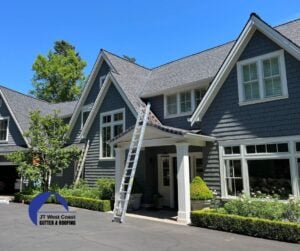 New gutter installation on this home in Portland, Oregon